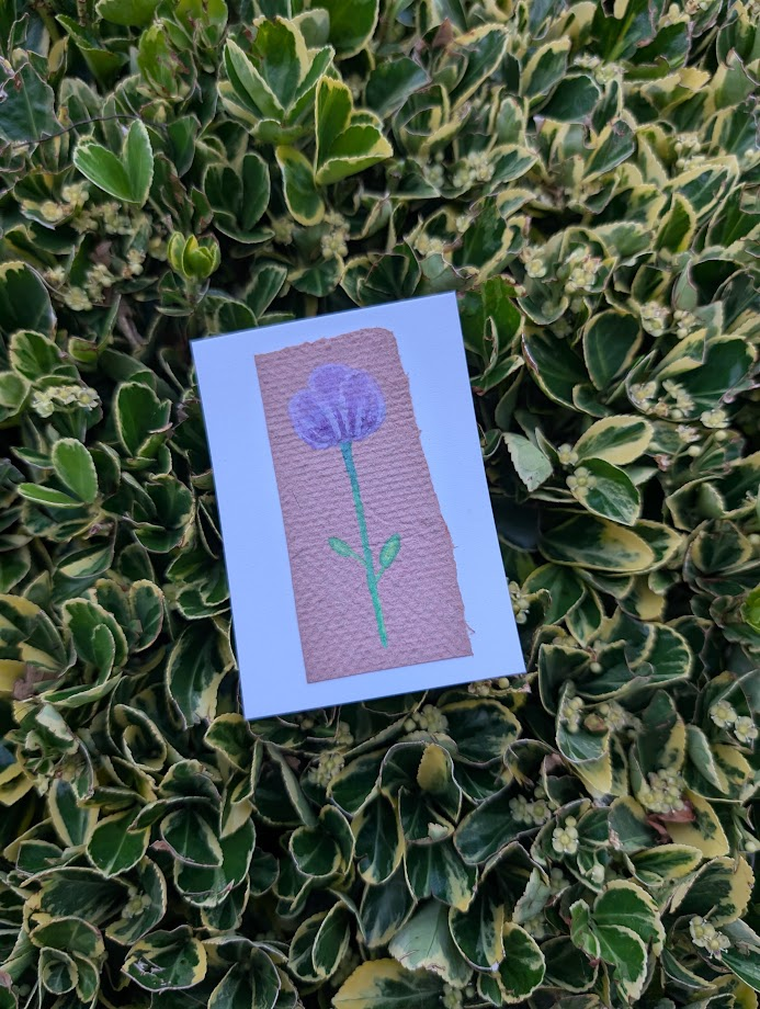 Original Mixed Media Flower ACEO | Floral on Handmade Paper | OOAK Artist Trading Card