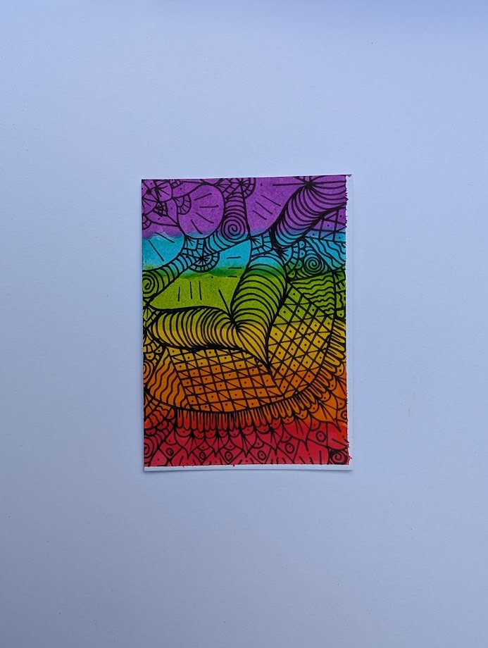 Original Rainbow Mandala ACEO – Part 4 of 4 | Hand Drawn Artist Trading Card | OOAK Miniature Artwork