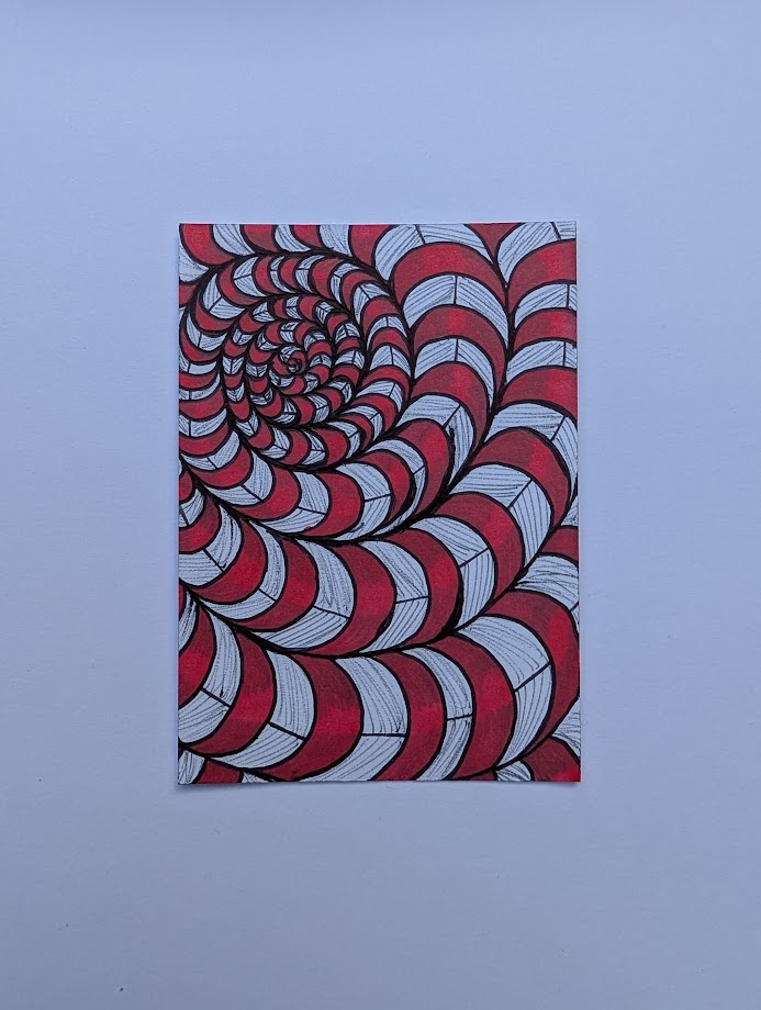 Original Spiral ACEO | Hand Drawn Optical Illusion Art | Abstract Geometric Artist Trading Card | OOAK