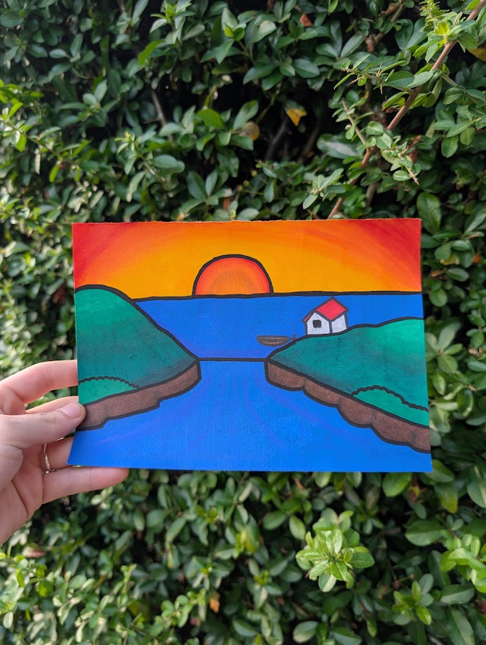 Original Sunset Landscape Acrylic Painting | Coastal Wall Art | Hand Painted OOAK Canvas Artwork