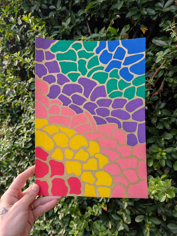 Original Colourful Abstract Acrylic Painting | Modern Geometric Wall Art | Hand Painted OOAK Artwork