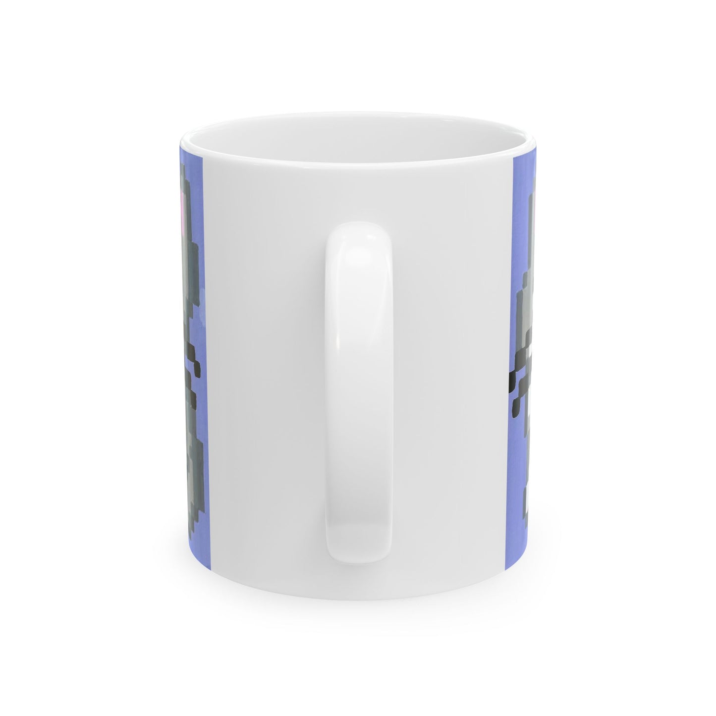 Grumpy Pixel Cat Coffee Mug — Cute Retro 8-Bit Kitten Ceramic Mug (11oz & 15oz)
