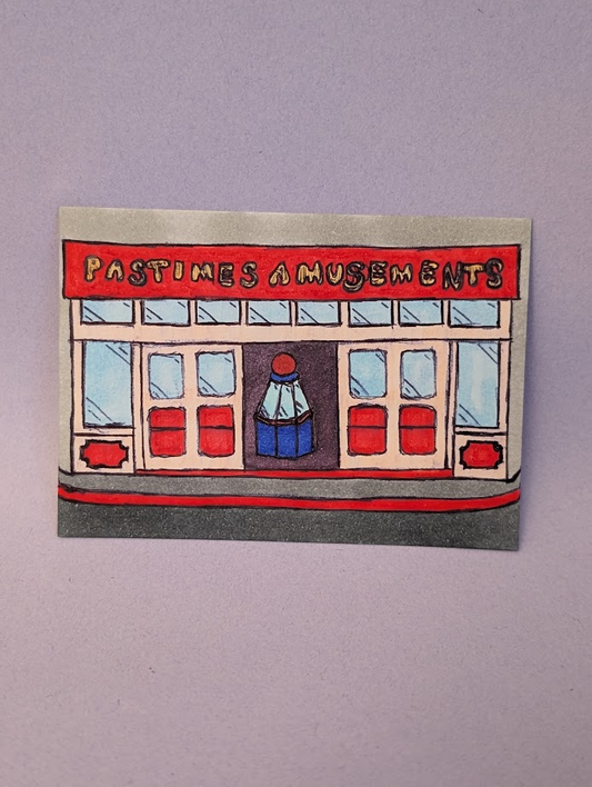 'Pastimes Amusements' Original Mini Arcade Painting | Handmade Seaside Artwork | OOAK