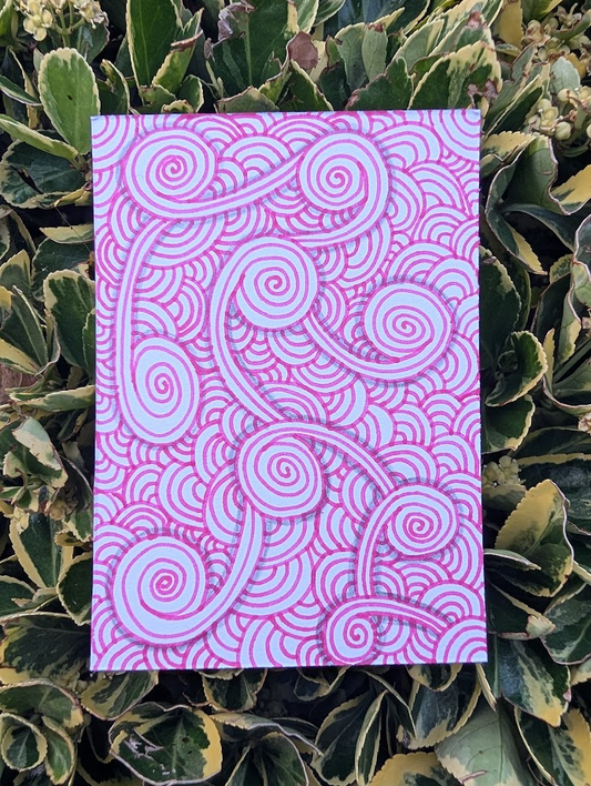 Original Pink Abstract Pattern Artwork | Contemporary Spiral Line Art | OOAK Original Art