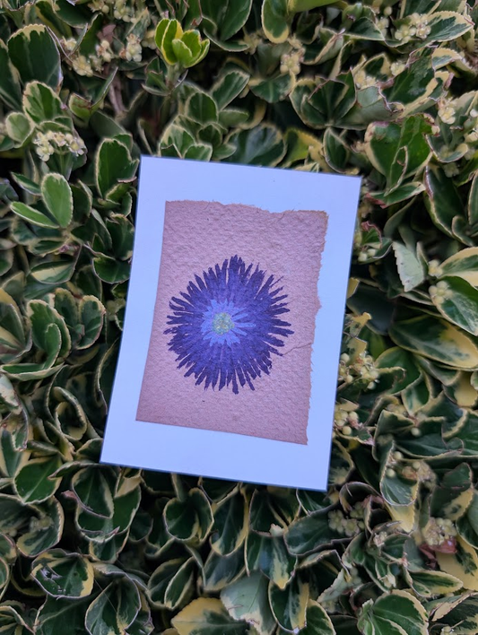 Original Mixed Media Purple Flower ACEO | Handmade Paper Botanical Artwork | OOAK Artist Trading Card