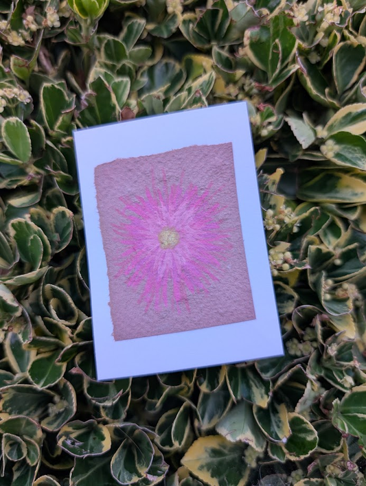 Original Mixed Media Pink Flower ACEO | Handmade Paper Botanical Artwork | OOAK Artist Trading Card