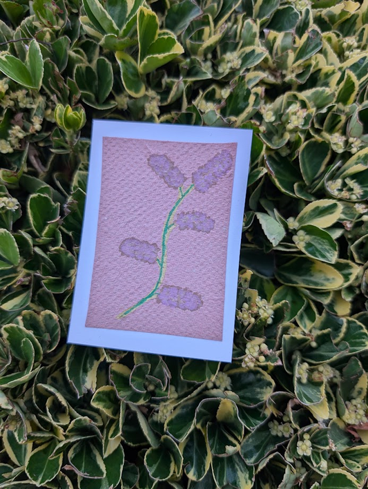 Original Mixed Media Lavender ACEO | Botanical Art on Handmade Paper | OOAK Artist Trading Card