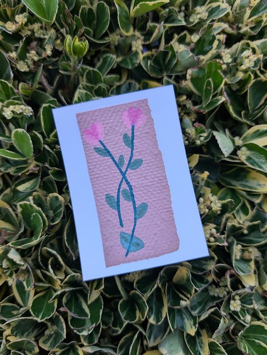 Original Mixed Media Floral ACEO | Wildflowers on Handmade Paper | OOAK Artist Trading Card