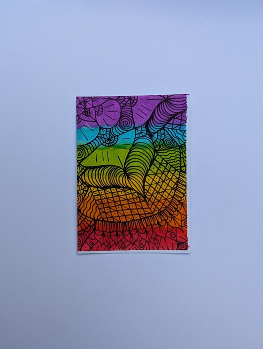 Original Rainbow Mandala ACEO – Part 4 of 4 | Hand Drawn Artist Trading Card | OOAK Miniature Artwork