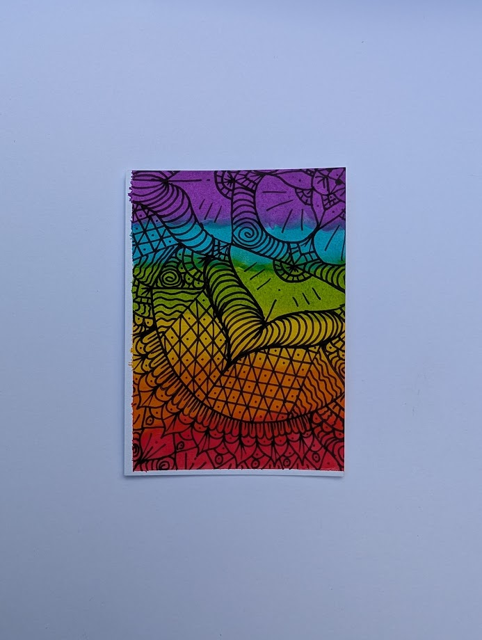 Original Rainbow Mandala ACEO – Part 3 of 4 | Hand Drawn Artist Trading Card | OOAK Miniature Artwork