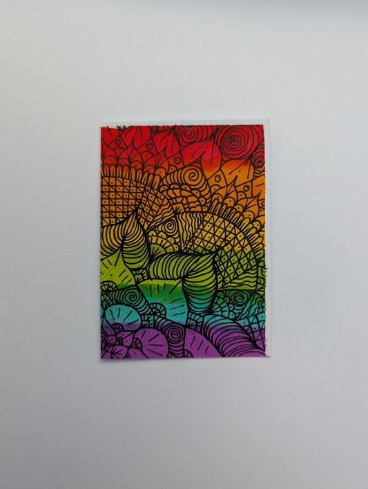 Original Rainbow Mandala ACEO – Part 2 of 4 | Hand Drawn Artist Trading Card | OOAK Miniature Artwork
