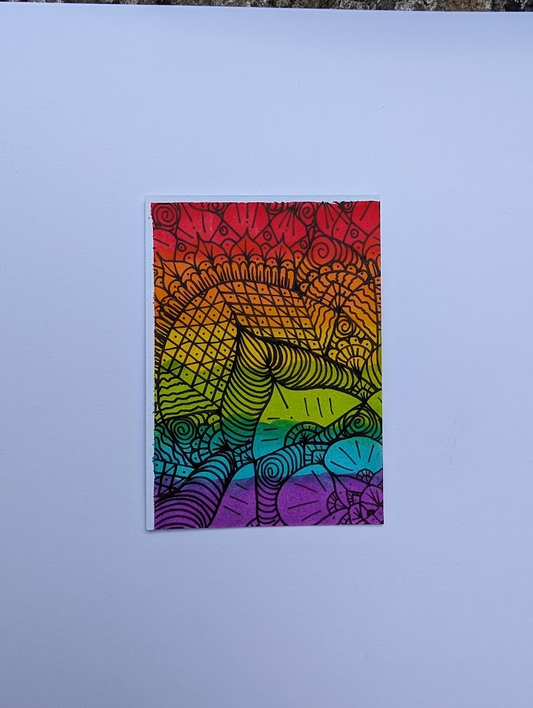 Original Rainbow Mandala ACEO – Part 1 of 4 | Hand Drawn Artist Trading Card | OOAK Miniature Artwork