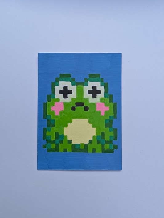 Original Pixel Frog Painting | Cute Frog Artwork | Hand Painted Retro Gaming Art | OOAK