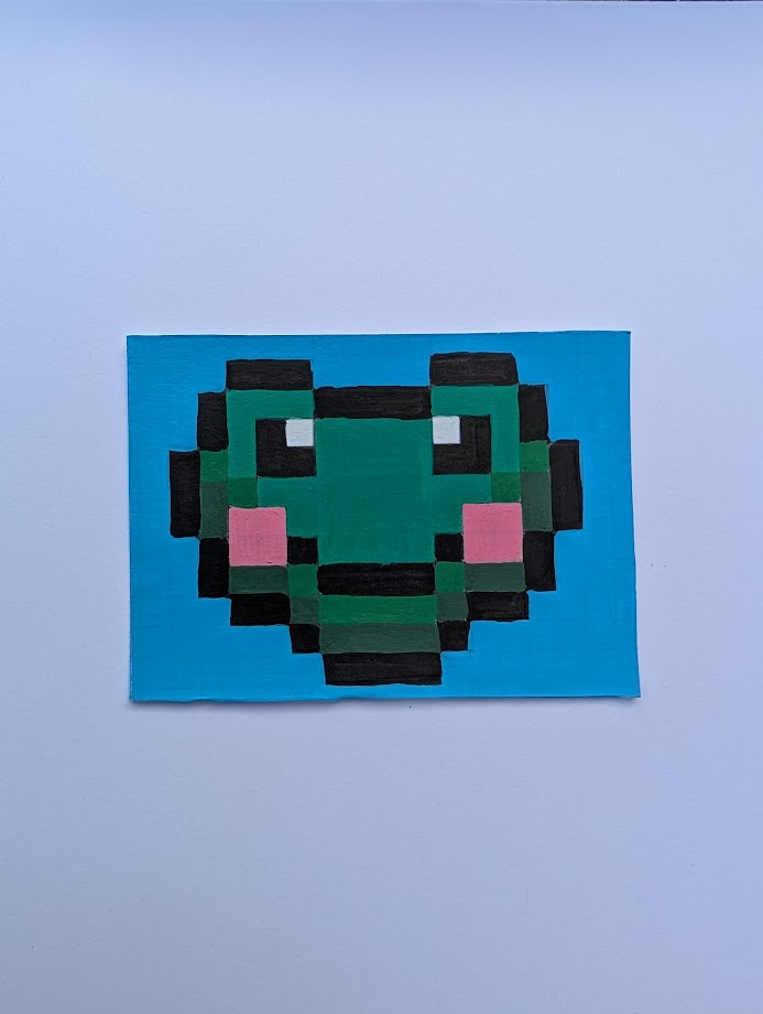 Original Pixel Frog Painting | Cute 8-Bit Frog Artwork | Hand Painted Retro Gaming Art | OOAK