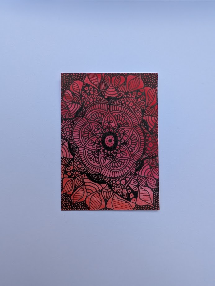 Original Botanical Mandala ACEO | Hand Drawn Artist Trading Card | Floral Line Art | OOAK Miniature Artwork