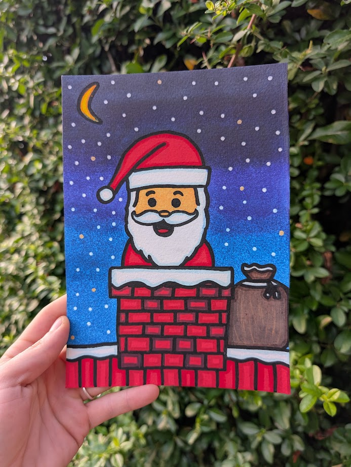 Original Christmas Acrylic Painting | Santa Claus Wall Art | Hand Painted Festive Canvas | OOAK Holiday Artwork