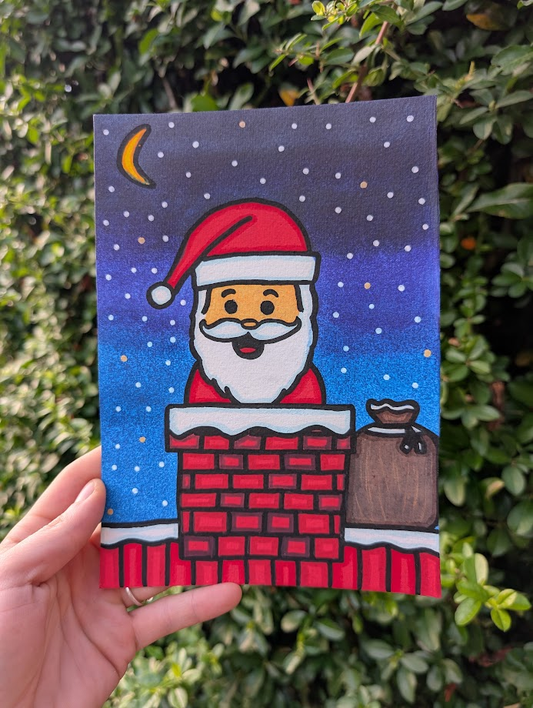 Original Christmas Acrylic Painting | Santa Claus Wall Art | Hand Painted Festive Canvas | OOAK Holiday Artwork