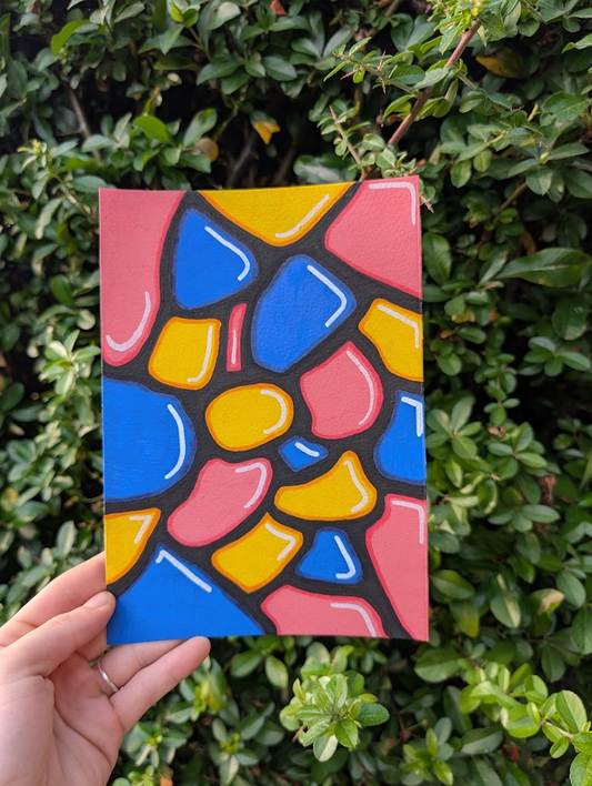 Original Colourful Abstract Acrylic Painting | Modern Geometric Wall Art | Hand Painted OOAK Canvas