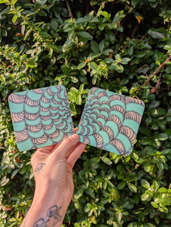 Hand Painted Abstract Wooden Coaster | Original Home Decor | OOAK Drink Coaster | Modern Art Gift